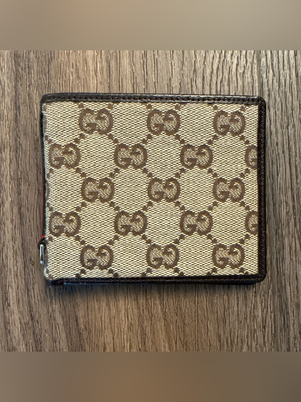Vintage 1970s Gucci Beige and Brown Monogram card holder wallet